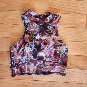 Lululemon cropped multicolor brown sports top / bra size 6